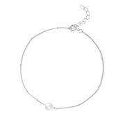 Sterling Silver Pearl Bracelet, 18K Gold Plated Chain