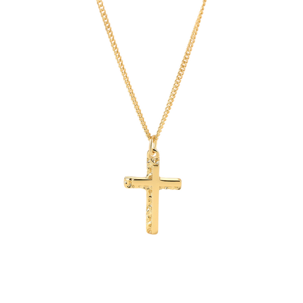 925 Sterling Silver Cross Pendant Necklace with 18K Gold Plated Chain