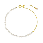 925 Sterling Silver Bracelets – Small Natural Real Pearl Gold-Plated Bracelets for Women