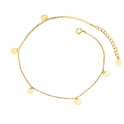 925 Sterling Silver Minimalist Plain Round Disc Gold-Plated Anklet