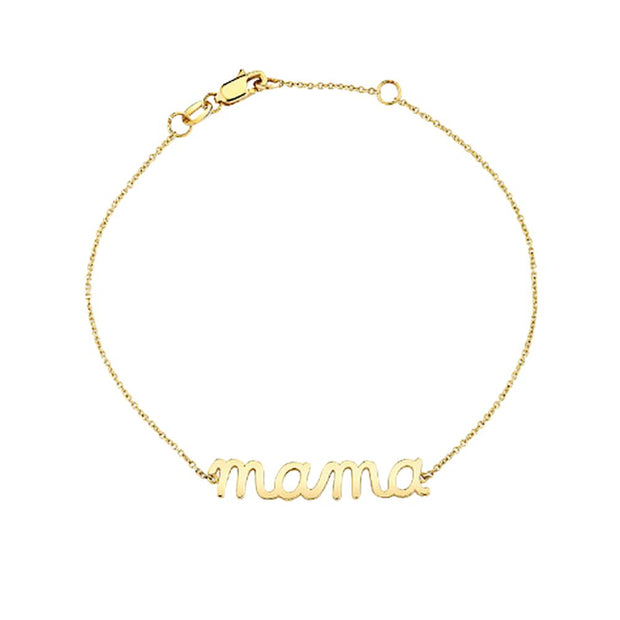 925 Sterling Silver Mama Bracelet, Gold Plated Charm Bracelet for Women, Mother's Day Jewelry