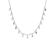 925 Sterling Silver Small Colorful Diamond Pendant Necklace