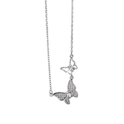 925 Sterling Silver Butterfly Necklace: Full Zircon Pendant with Gold Plated Chain