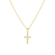 925 Sterling Silver Cross Diamond Pendant Necklace with Gold Plated Chain