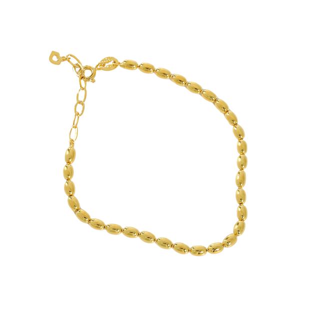 Sterling Silver Gold-Plated Bracelet with Delicate Oval Beads