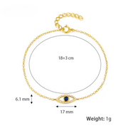 Elegant 925 Sterling Silver Blue Eye Bracelet with Cubic Zirconia, Gold-Plated Jewelry for Women