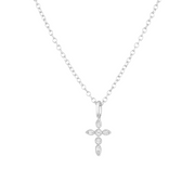 925 Sterling Silver Cross Diamond Pendant Necklace with Gold Plated Chain