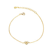 925 Sterling Silver Heart Bracelet with Star Zircon Charm, Gold-Plated Fashion Jewelry for Women