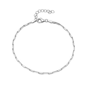 Sterling Silver Fashion Bracelet, 925 Silver Gold-Plated Paper Clip Chain, Minimalist Design