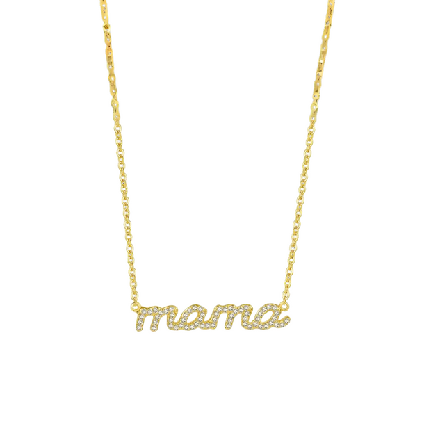 925 Sterling Silver "Mama" Necklace with Zircon