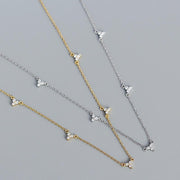 Starlit Blooms: 925 Sterling Silver Flower Necklace with Five Shaped Diamonds