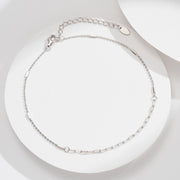 925 Sterling Silver Paperclip Link Chain Anklet, Simplicity Beach Style