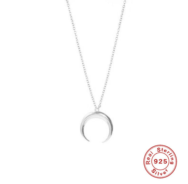 Sterling Silver Moon Pendant Necklace – 18K Gold-Plated