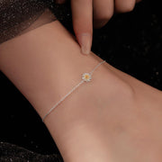 925 Sterling Silver Daisy Flower Gold Plated Anklet