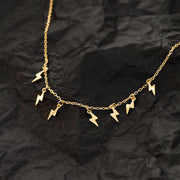 Lightning Elegance: 925 Sterling Silver Gold-Plated Lightning Pendant Necklace