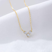 Minimalist Love: 925 Sterling Silver Heart Necklace with Zircon Accents