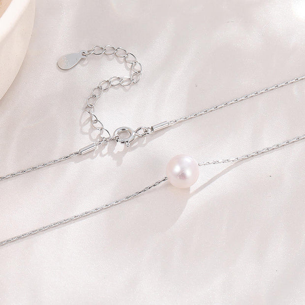 Sterling Silver Pearl Necklace Jewelry – 925 Sterling Silver Gold Plated Chain with Pearl Pendant