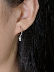 Sterling Silver Triangle Spike Hoop Earrings – Punk Style with Diamond Charms