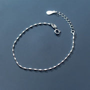 925 Sterling Silver Small Square Beaded Chain Bracelet