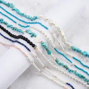 Irregular Natural Turquoise & Freshwater Pearl Beaded Necklace