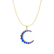 Mystic Night: Dainty 925 Sterling Silver Blue Crystal Crescent Moon Necklace