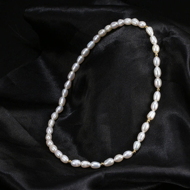 925 Sterling Silver Natural Freshwater Pearl Gold-Plated Bracelet