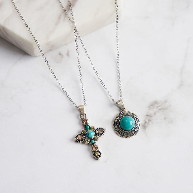 Sterling Silver Natural Stone Turquoise Necklace