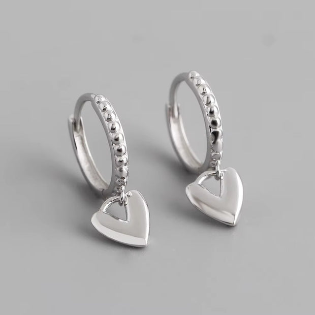 925 Sterling Silver Heart Hoop Earrings