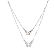 Butterfly Dreams: 925 Sterling Silver Double-Layered Butterfly Necklace