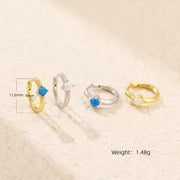 Sterling Silver Four Claws Round Synthetic White Opal Gold Plated Stud Earring Jewelry