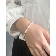 Sterling Silver White Bead and Gold Accent Bracelet