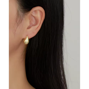 Elegant 925 Silver Water Drop Hoop Earrings - Gold Plated