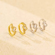 Sterling Silver Geometry Square CZ Zircon Gold Plated Hoop Earring