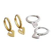 925 Sterling Silver Heart Hoop Earrings