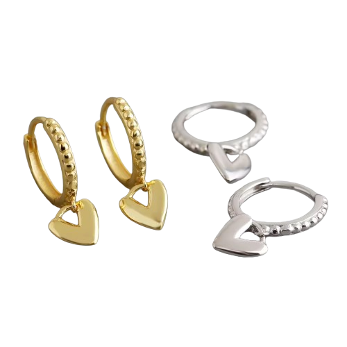 925 Sterling Silver Heart Hoop Earrings