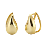 Elegant 925 Silver Water Drop Hoop Earrings - Gold Plated