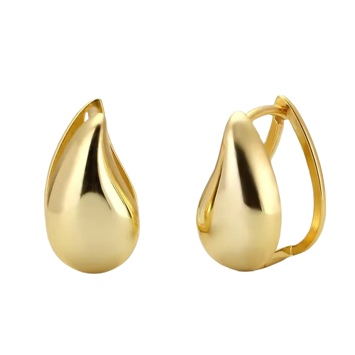 Elegant 925 Silver Water Drop Hoop Earrings - Gold Plated