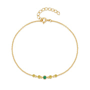 925 Silver Chain Bracelet Jewelry for Women, 18K Gold-Plated Sterling Silver with Emerald and Diamond Accents