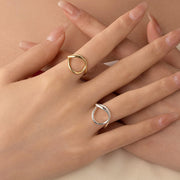 Sterling Silver Hollow Out Round Ring – Simple Gold-Plated Adjustable Jewelry