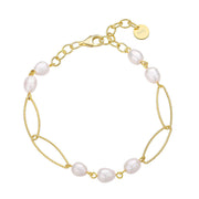 925 Sterling Silver Baroque Pearl Bracelet for Women – Elegant Gold-Plated Chain Jewelry