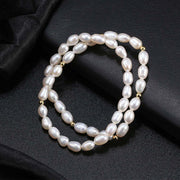 925 Sterling Silver Natural Freshwater Pearl Gold-Plated Bracelet