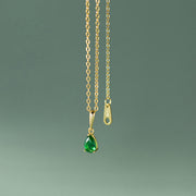 Dewdrop Delight: 925 Silver Water Drop-Shaped Green Zircon Pendant Necklace