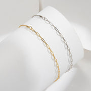 925 Sterling Silver Paperclip Link Chain Anklet, Simplicity Beach Style