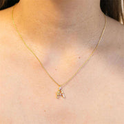 925 Sterling Silver Butterfly Necklace with Colorful Diamonds and Gold Plated Letter Charm