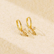 Sterling Silver Bow CZ Zircon Hoop Earrings – Gold-Plated Fashion Jewelry