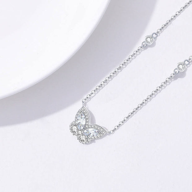 925 Silver Butterfly Necklace for Women – 18K Gold Plated Chain