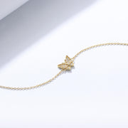 925 Sterling Silver Butterfly Diamond Zircon Gold-Plated Bracelet