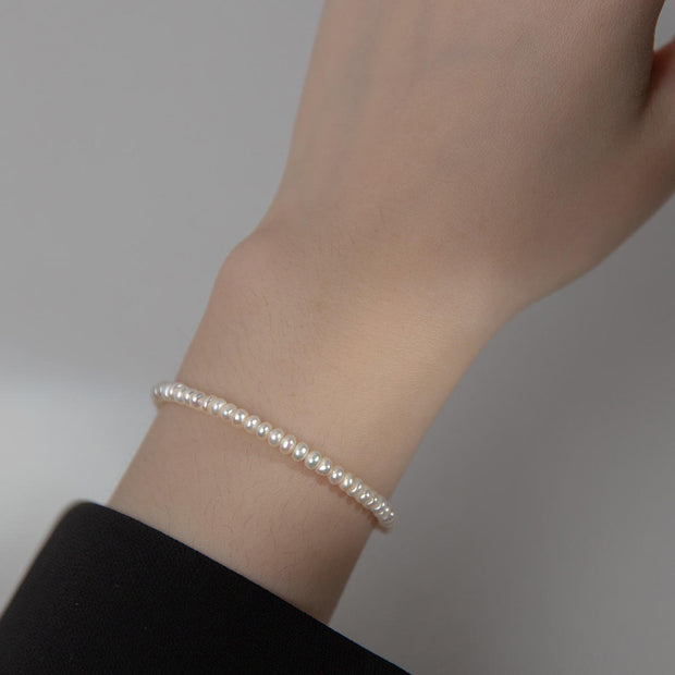 925 Sterling Silver Bracelet with Natural Small Pearls