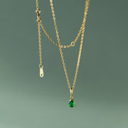 Dewdrop Delight: 925 Silver Water Drop-Shaped Green Zircon Pendant Necklace