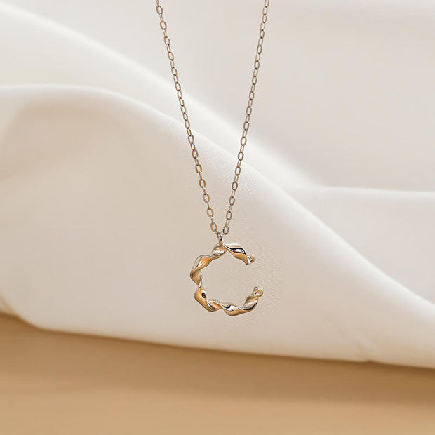 925 Sterling Silver C Letter Twisted Pendant Necklace – Gold Plated Jewelry for Women